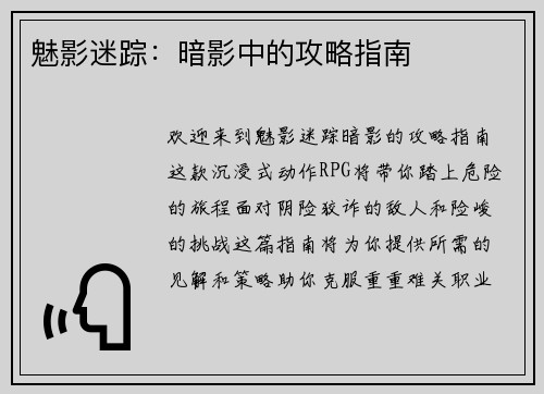 魅影迷踪：暗影中的攻略指南